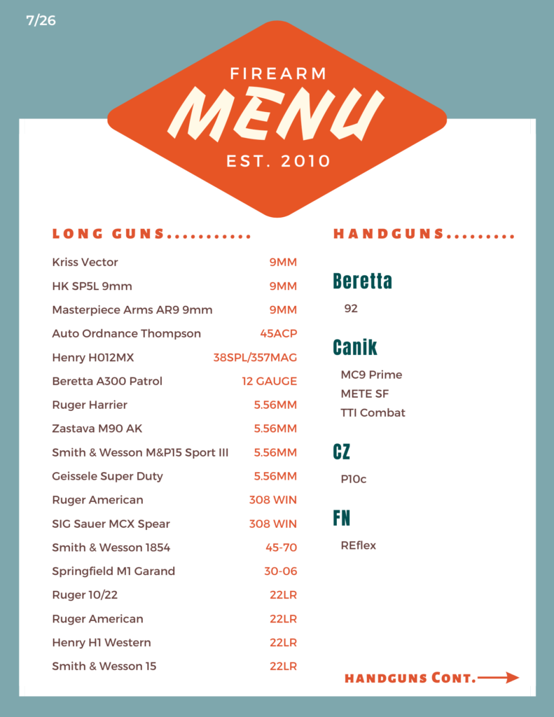 FIREARM Menu 1